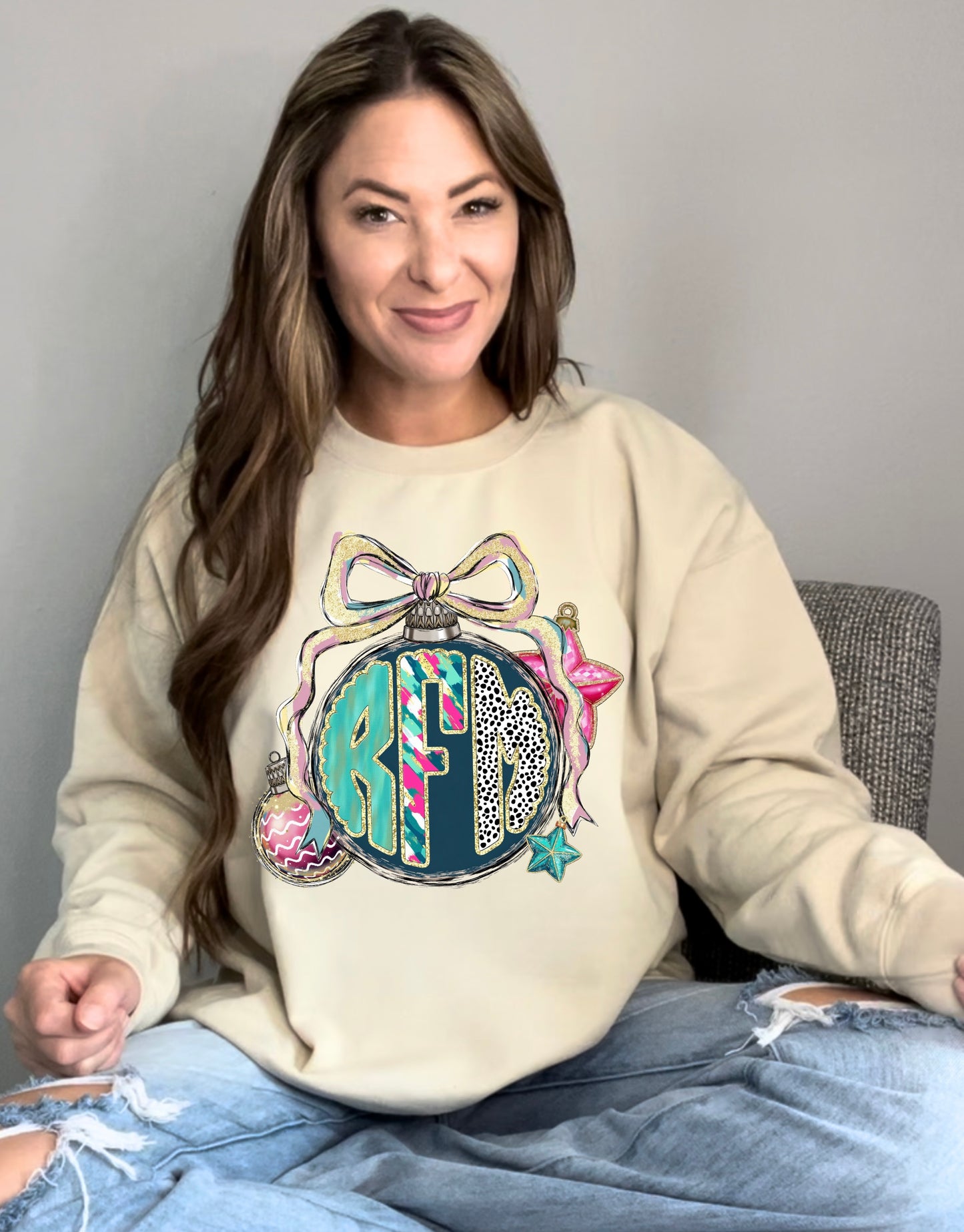 Christmas Ornament Monogram Sweatshirt