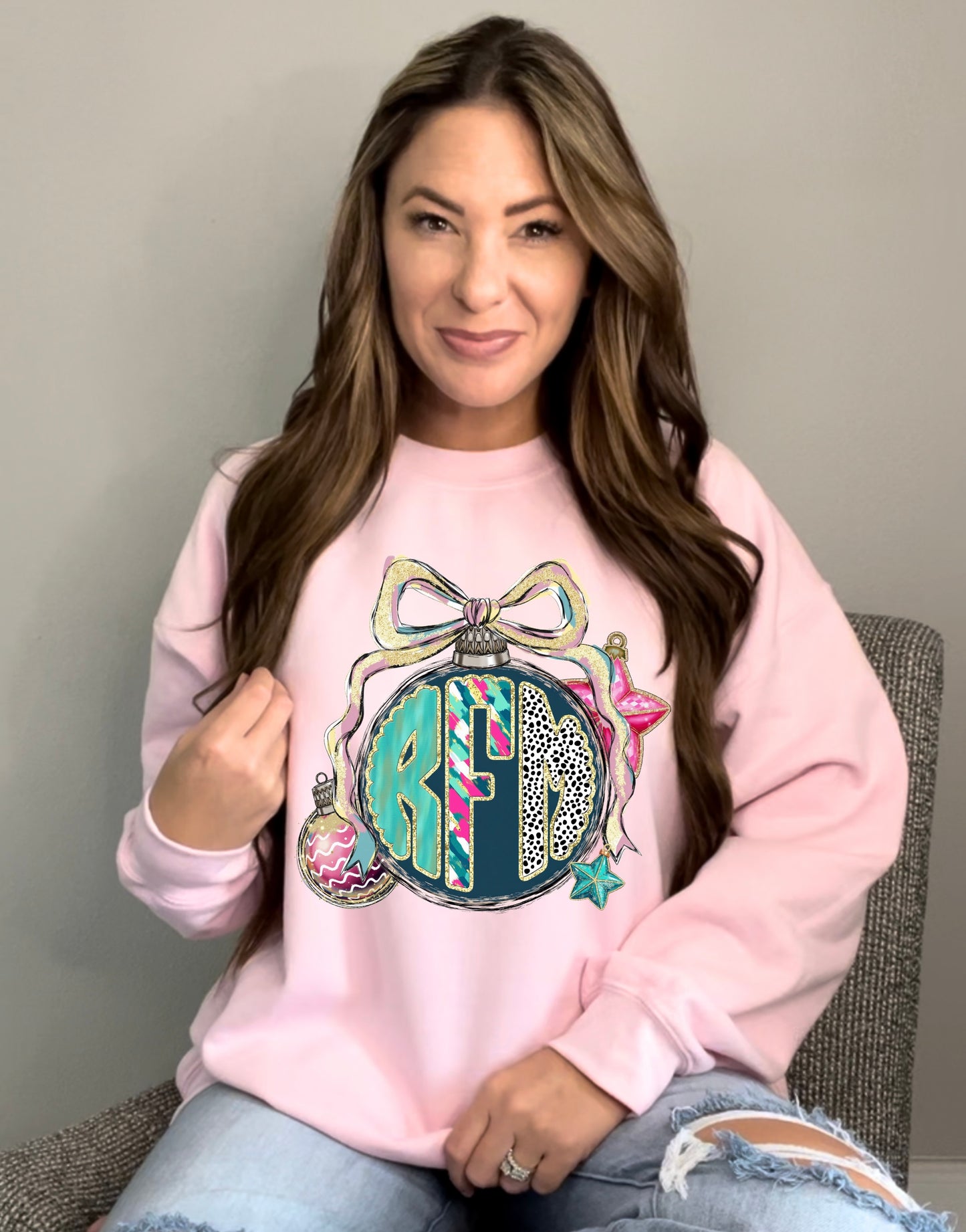 Christmas Ornament Monogram Sweatshirt